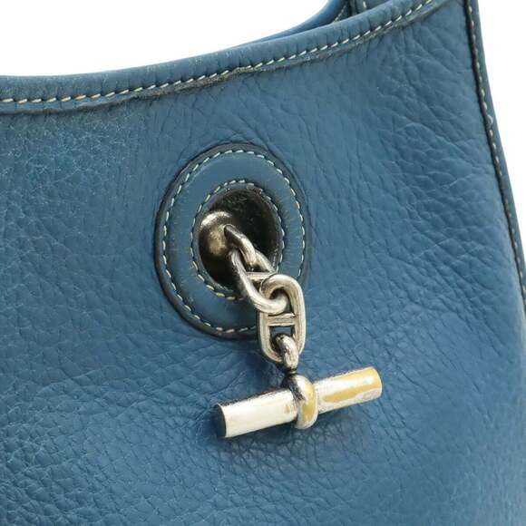 HERMES Vespa TPM Shoulder Bag Pochette in Togo Leather, Blue, G Stamp - Picture 10 of 10